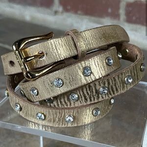 NEW Guess Vintage Gold Rhinestone Studded Belt Bling Gold Buckle Size Large NWOT